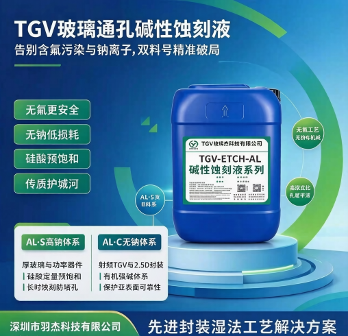 TGV玻璃通孔碱性蚀刻液：无氟无钠双料号方案 | 羽杰科技